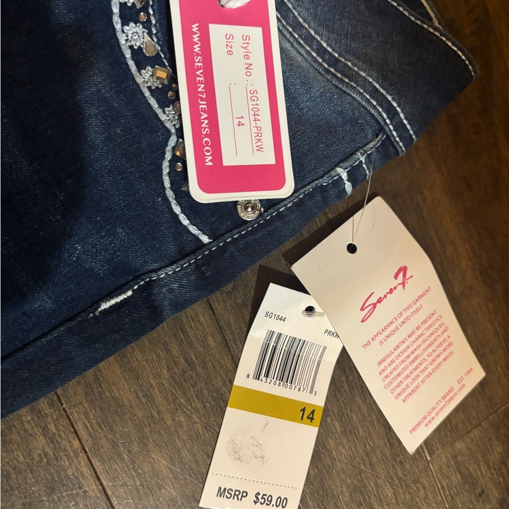 Seven7 Blue Flare Wide Leg Jeans - Picture 3 of 6